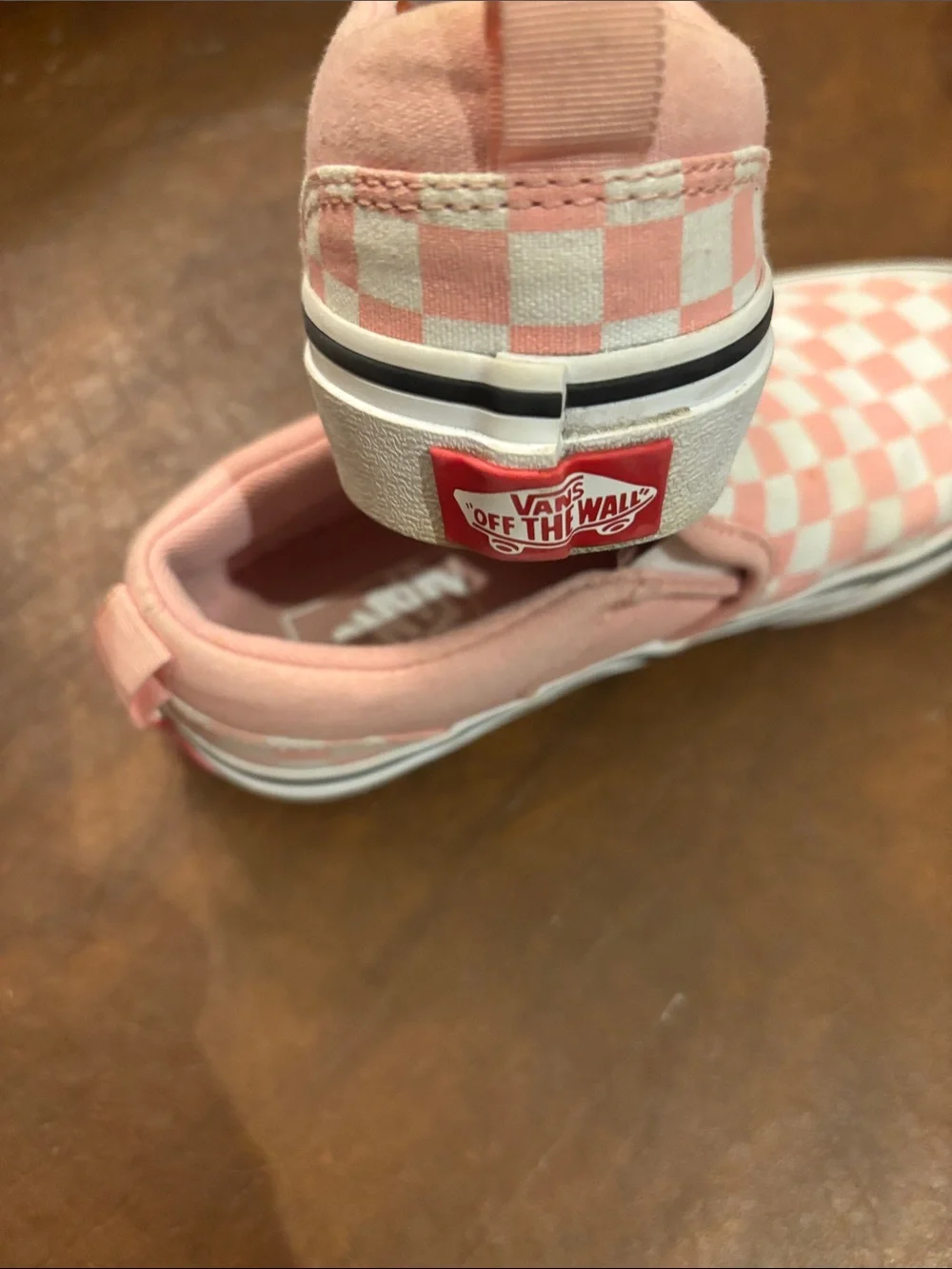 Vans Kids Pink and White Checkerboard Slip-On Sneakers